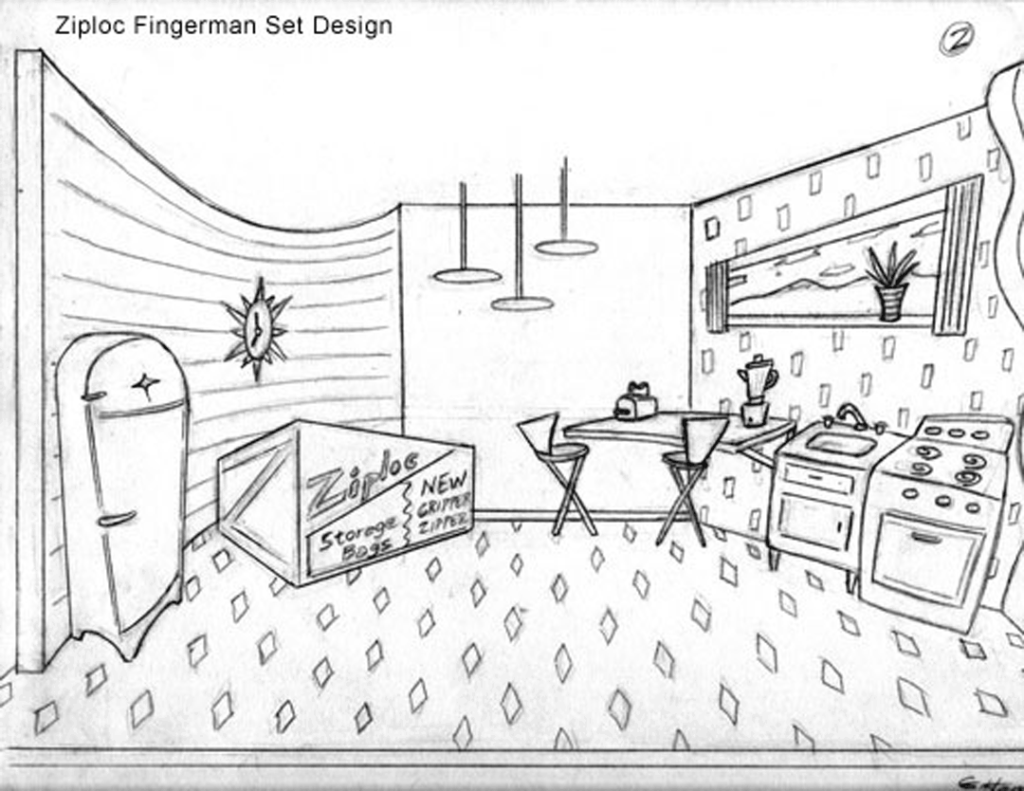 Ziploc Fingerman Set Design